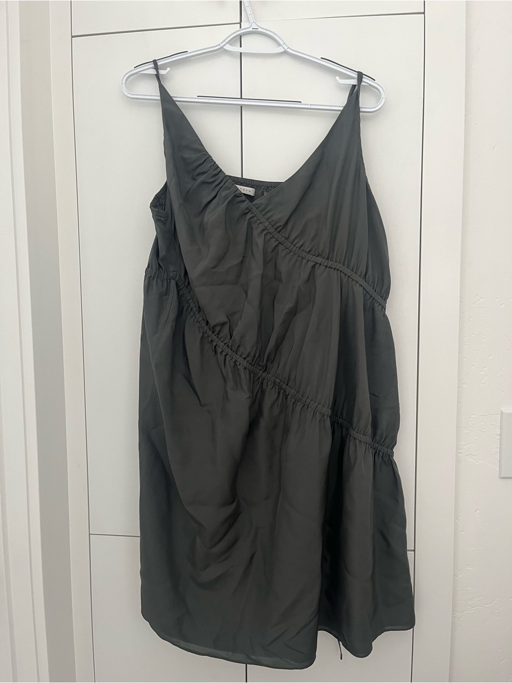Susana Monaco Charcoal Tiered Silk Slip Mini Dress
